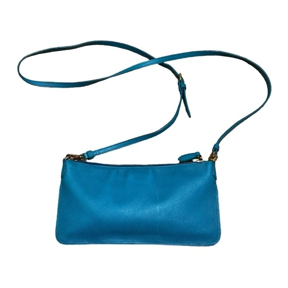 Prada Turquoise Blue Saffiano Leather Top Zip Crossbody Bag - Picture 4 of 7